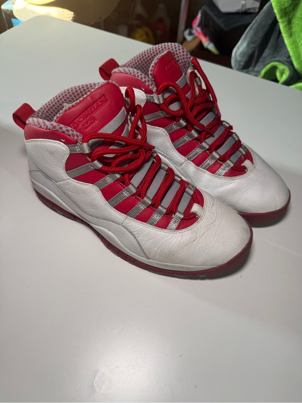 Jordan Red and White Men's Athletic High-Top Sneakers